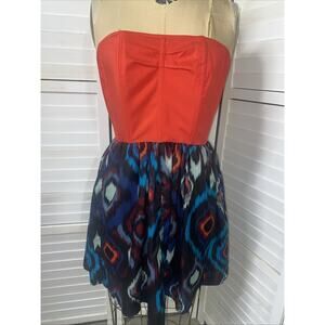 Sherry Cervi RU Apparel Red Bodice Pattern Bottom Sleeveless Dress Size Large